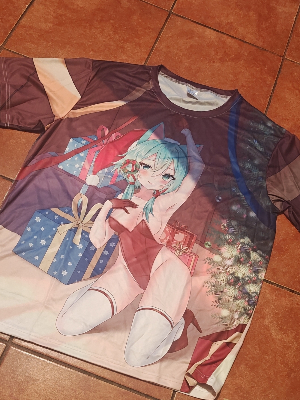 Anime Print Mens Tee with Teal Accent